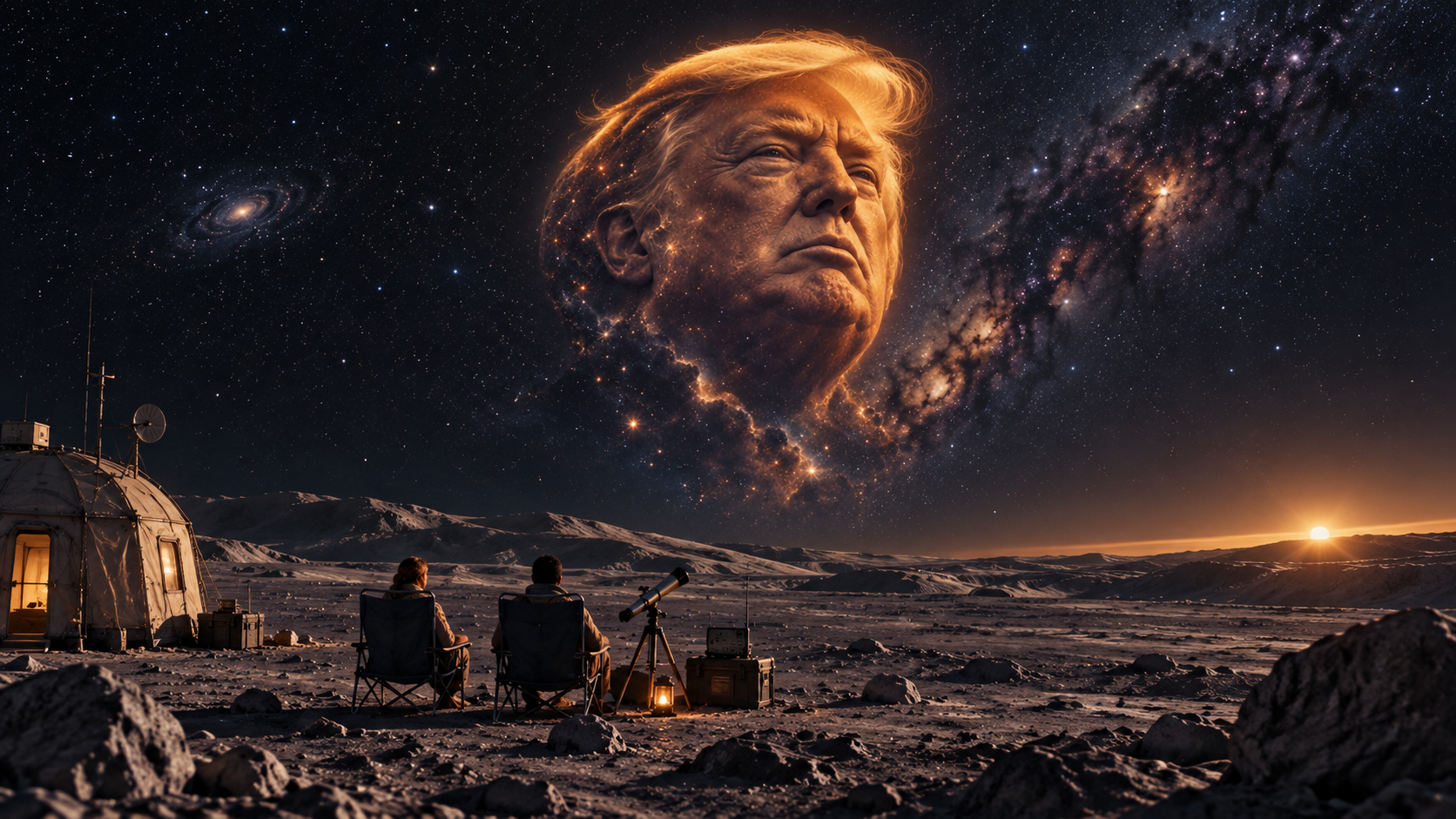 Moon base campsite scene